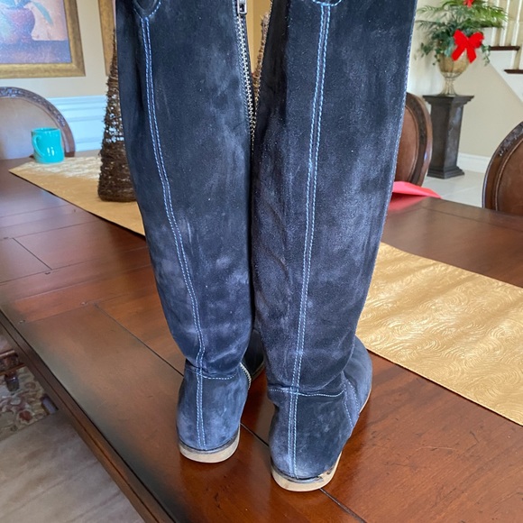 Ted Baker Black Tall Suede Zip Boots 10 - FLAWS - Picture 13 of 16